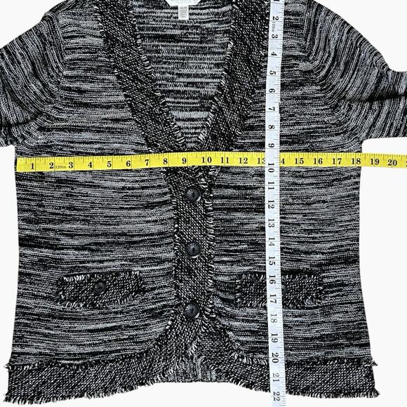 Conrad C Collection Cardigan Medium Silver Metallic Gray Black Fringe Classic - Picture 10 of 11